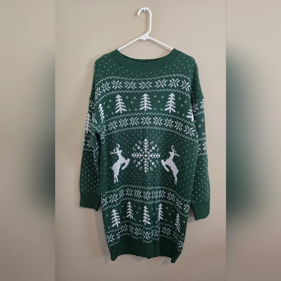 Women’s Green Winter Sweater Dress Size Large, New Without Tags - Picture 1 of 6